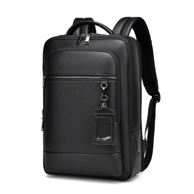 Black Leather Laptop Backpack - Professional Series