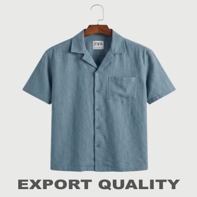 Premium Remi Cotton Solid Short Sleeve Camp Collar Shirt